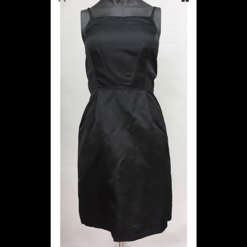 Lela Rose Black embellished dress size 4 100%silk